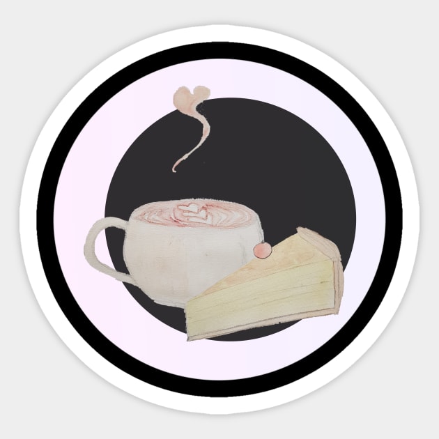 Latte and cake aquarelle Sticker by GribouilleTherapie